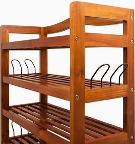 Raft pentru pantofi RUSTIC, 5 polițe, 75x26x82cm, maro natural Casaria