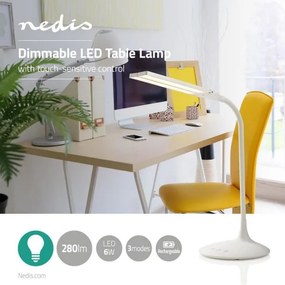 Nedis LTLG3M1WT4 - Lampă de birou LED reglabilă 6W, 5V, 2200 mAh albă