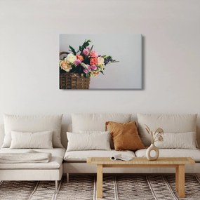 Tablou cu coș și flori (90x60 cm)
