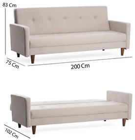 Canapea cu 2 locuri NARA, crem/bej