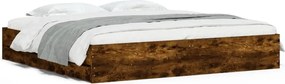vidaXL Cadru de pat cu sertare stejar fumuriu 200x200cm lemn prelucrat