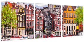 Tablou - Amsterdam, case de dans (cu ceas) (90x30 cm)