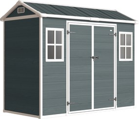 Outsunny Magazie pentru scule 2,77 m², magazie cu aspect lemn 2 ferestre ușă dublă ventilație pardoseală încuietoare mănuși | Aosom Romania