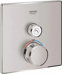 Baterie dus incastrata cu termostat Grohe Grohtherm SmartControl pentru 1 iesire crom periat Supersteel