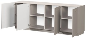 Comoda cu patru uși Lorini 200 cm - cașmir / aurii Mânere T-bar