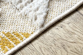 Covor ECO SISAL BOHO MOROC Caro 22312 franjuri - două niveluri de lână galben / cremă, covor reciclat