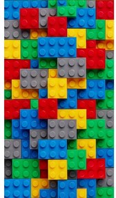 Prosop de plajă cu model de cărămizi lego colorate, 100 x 180 cm