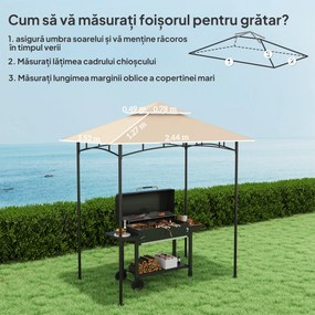 Outsunny Acoperiș de Schimb pentru Pergolă cu 2 Niveluri și Buzunare de Colț, 160 g/m², UV50+, 244x152 cm, Bej | Aosom Romania