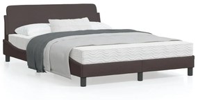 373168 vidaXL Cadru de pat cu tăblie, maro închis, 140x190 cm, textil