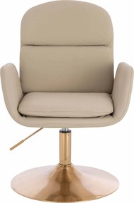 HR480N Scaun Crem Piele Ecologica Premium Soft cu Bază Aurie