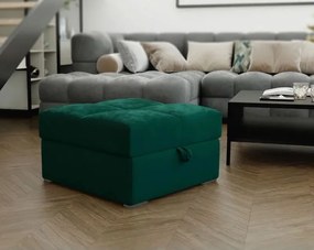 OFERTA Taburet verde inchis ZENOVA cu spatiu de depozitare 65x65 cm II. calitate