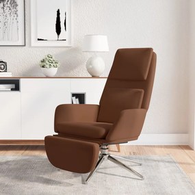 3097785 vidaXL Scaun de relaxare cu taburet, maro, microfibră
