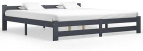 322025 vidaXL Cadru de pat, gri închis, 200 x 200 cm, lemn masiv de pin
