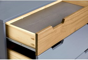 Comodă din lemn masiv de pin Marckeric Baku, înălțime 82 cm, gri