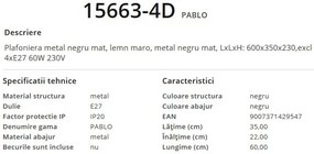 Lustra aplicata pendule design modern 4 brate PABLO 15663-4D GL