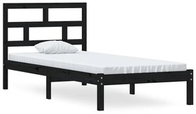 3101207 vidaXL Cadru de pat, negru, 90x200 cm, lemn masiv de pin