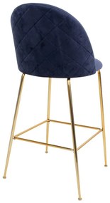 Set 2 scaune bar tapițate House Nordic Lausanne, albastru-arămiu