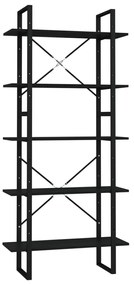 3081989 vidaXL Bibliotecă cu 5 rafturi, negru, 80x30x175 cm, lemn prelucrat