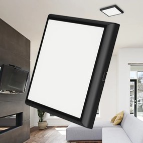 Plafoniera LED BP04-72081, patrata, 20W, 2000lm, lumina calda+neutra+rece, IP40, neagra, Braytron