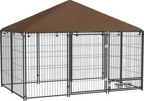 Pawhut Gard Metalic pentru Caini – Cu Usa pentru Bol & Husa Oxford | Aosom Romania