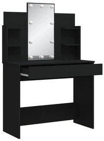 Masa de toaleta cu LED-uri, negru, 96x40x142 cm