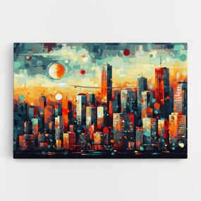 Tablou Canvas, 50x70cm, Dormitor si Living, Peisaje, Urbane, Colorful City Painting