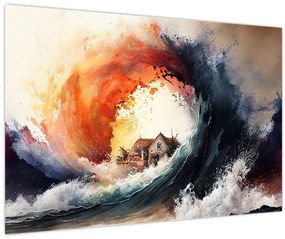 Tablou - În vârtejul potopului, acuarelă (90x60 cm)