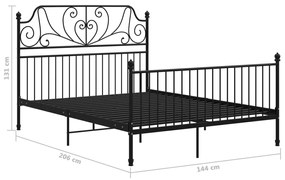 324850 vidaXL Cadru de pat, negru, 140x200 cm, metal