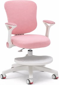 JUNOVA AERIS – Scaun ergonomic pentru copii, cu suport lombar, spătar ergonomic mesh, reglaj pe înălțime, șezut din spumă, și suport pentru picioare, Roz