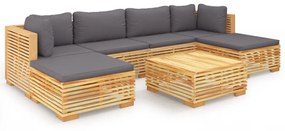 3100892 vidaXL Set mobilier grădină cu perne, 7 piese, lemn masiv de tec