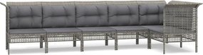 vidaXL Set mobilier de grădină cu perne, 6 piese, gri, poliratan