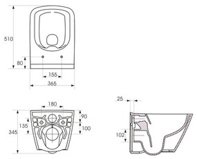 Set vas wc suspendat City Square CleanOn cu capac soft close si rezervor incastrat C16 Aqua 50