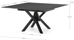 Masă de dining extensibilă cu blat din piatră cu blat suplimentar 90x150 cm Arlene – Marckeric
