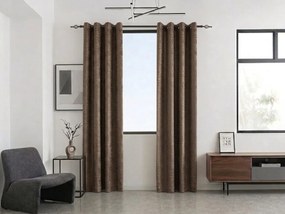 Draperie opaca LOOM VELVET 140x250 cm, maro Agatat: Inele metalice