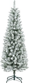 HOMCOM Pom de Crăciun Artificial Acoperit cu Zăpadă, Pom de Crăciun Îngust cu Bază Pliabilă, Ø65x180 cm, Verde | Aosom Romania