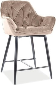 Scaun bar living CHERRY H-2, bej - Bluvel 28/negru mat, stofa catifela