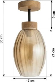 BRILAGI - LED Lustra aplicată R GLASS 1xE27/60W/230V Ø 17 cm stejar/bej fumuriu