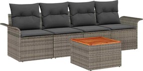 vidaXL Set de canapele pentru grădină 5 pcs Gri poliratan