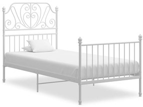 vidaXL Cadru de pat, alb, 90x200 cm, metal