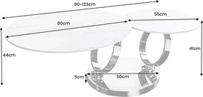 Masuta de cafea moderna cu doua blaturi rotative din ceramica DANCING RINGS 80-135cm