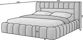 Pat matrimonial bej tapițat cu spațiu de depozitare cu somieră 140x200 cm Lamica – ELTAP