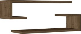 Set 2 etajere de perete Eldora din melamina, finisaj nuc, 60x19.6x15 cm