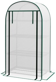 Outsunny Seră de grădină seră de balcon rezistentă la UV ușă rolo 4 rafturi acoperiș PE 80 x 50 x 160 cm alb | Aosom Romania