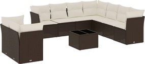 vidaXL Set canapele de grădină cu perne, 10 piese, maro, poliratan