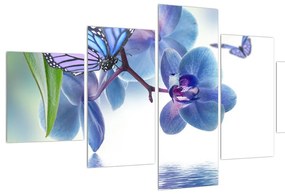 Tablou cu fluture pe floare de orhidee (125x70 cm), în 40 de alte dimensiuni noi