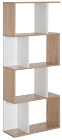 Biblioteca Design Modern 4 rafturi Lemn Natural si Alb, 60x24x148cm HOMCOM | Aosom Romania