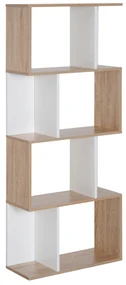 Biblioteca Design Modern 4 rafturi Lemn Natural si Alb, 60x24x148cm HOMCOM | Aosom Romania