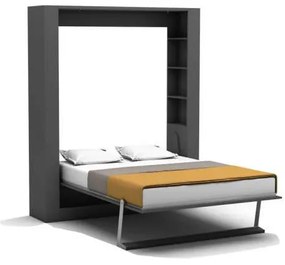 PAT RABATABIL DUBLU CU SOMIERA INCLUSA, FARA TABLII TAPITATE - NOVA QUEEN BED (150X200) (Culoare: Gri, Optiuni saltele paturi rabatabile 150X200X18: