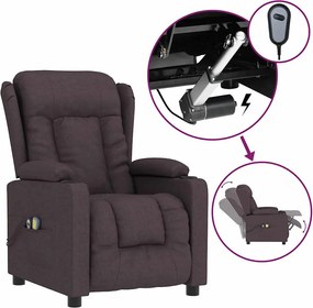 vidaXL Fotoliu de masaj electric, maro închis, material textil