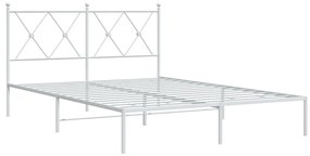 376551 vidaXL Cadru de pat metalic cu tăblie, alb, 140x190 cm